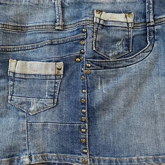 Women’s Jean Mini Skirt Button-fly studded Vintage - Picture 5 of 9